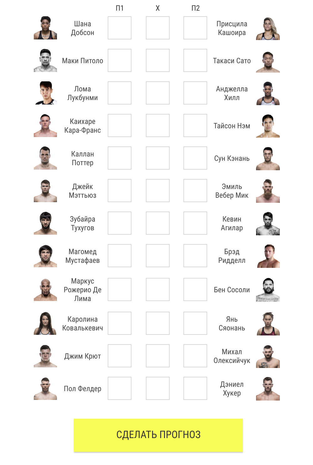 Прогноз на UFC