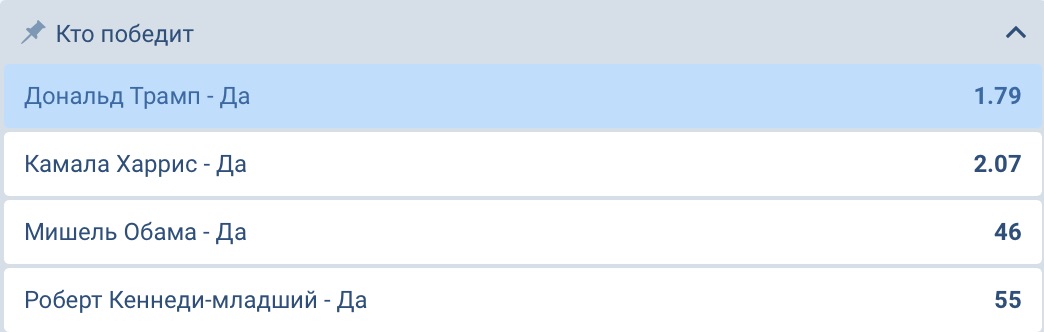 1xbet выборы президента США